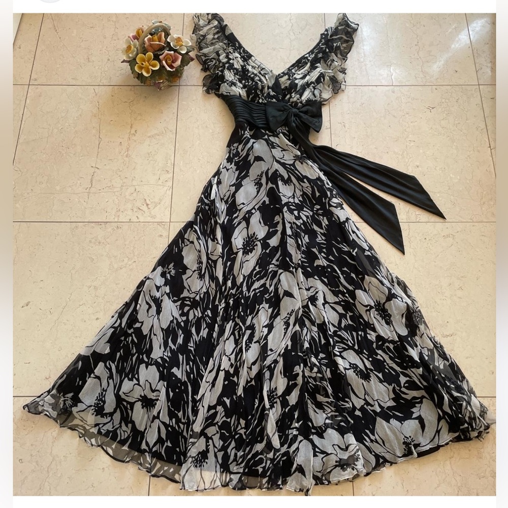 Tadashi collection silk bow dress